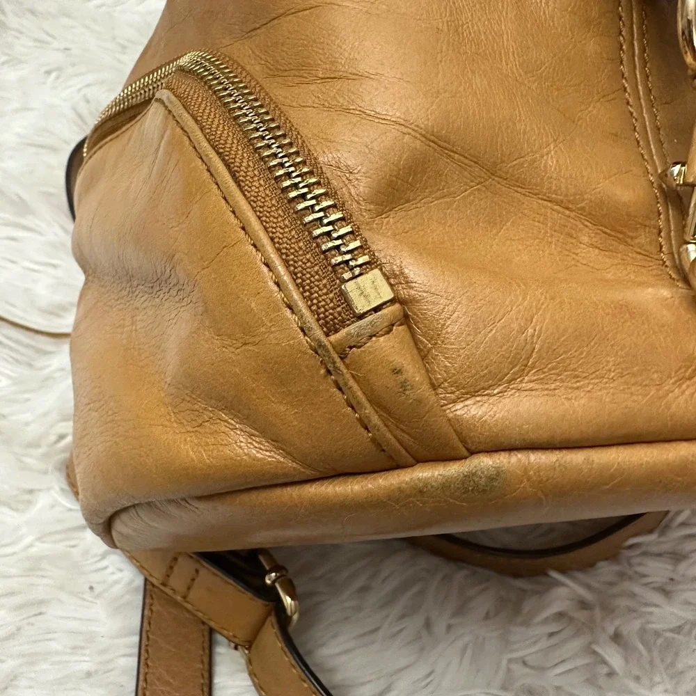Rebecca Minkoff Julian  Backpack in Tan Distressed Leather Zip Top
